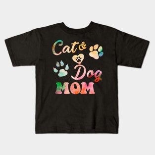 Cat And Dog Mom Kids T-Shirt